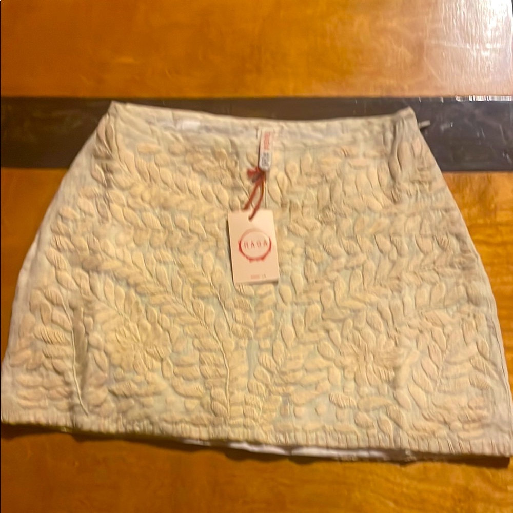 RAGA Cream Embroidered Linen Women's Skirt, size S